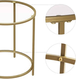 darrahopens Furniture > Living Room Gold Round Side Table with Golden Metal Frame Robust and Stable