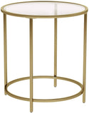 darrahopens Furniture > Living Room Gold Round Side Table with Golden Metal Frame Robust and Stable