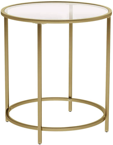 darrahopens Furniture > Living Room Gold Round Side Table with Golden Metal Frame Robust and Stable
