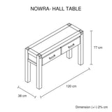 Darrahopens Furniture > Living Room Hall Table 2 Storage Drawers Solid Acacia Wooden Frame Hallway in Chocolate Color
