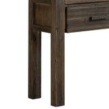 Darrahopens Furniture > Living Room Hall Table 2 Storage Drawers Solid Acacia Wooden Frame Hallway in Chocolate Color