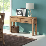 darrahopens Furniture > Living Room Hall Table 2 Storage Drawers Solid Acacia Wooden Frame Hallway in Oak Color