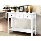 darrahopens Furniture > Living Room Hallway Console Table Hall Side Entry 3 Drawers Display White Desk Furniture