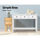 darrahopens Furniture > Living Room Hallway Console Table Hall Side Entry 3 Drawers Display White Desk Furniture