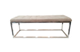 Darrahopens Furniture > Living Room Holly Ottoman Silver Base -  Beige Seat