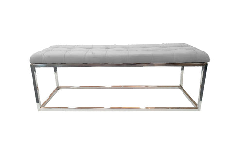 Darrahopens Furniture > Living Room Holly Ottoman Silver Base - light Grey Seat
