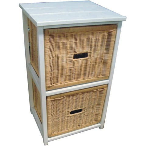 Darrahopens Furniture > Living Room Hyssop 2 Chest of Drawers Cane Bedroom Kitchen Bathroom Storage Tallboy Shelf