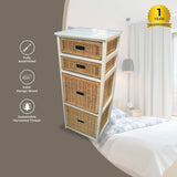 Darrahopens Furniture > Living Room Hyssop Tallboy 4 Chest of Drawers Cane Bedroom Kitchen Bathroom Storage Shelf