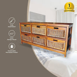 Darrahopens Furniture > Living Room Hyssop Tallboy Wide 6 Chest of Drawers Cane Bedroom Kitchen Bathroom Storage