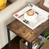 darrahopens Furniture > Living Room Industrial Side Table 2-Tier With Mesh and Metal Frame Rustic Brown