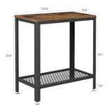 darrahopens Furniture > Living Room Industrial Side Table 2-Tier With Mesh and Metal Frame Rustic Brown
