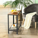 darrahopens Furniture > Living Room Industrial Side Table 2-Tier With Mesh and Metal Frame Rustic Brown