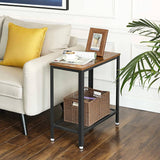 darrahopens Furniture > Living Room Industrial Side Table 2-Tier With Mesh and Metal Frame Rustic Brown