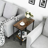 darrahopens Furniture > Living Room Industrial Side Table 2-Tier With Mesh and Metal Frame Rustic Brown