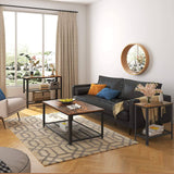 darrahopens Furniture > Living Room Industrial Side Table 2-Tier With Mesh and Metal Frame Rustic Brown