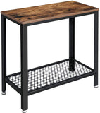 darrahopens Furniture > Living Room Industrial Side Table 2-Tier With Mesh and Metal Frame Rustic Brown