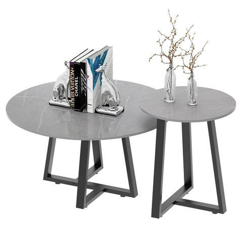 Darrahopens Furniture > Living Room Interior Ave - Broadway Two Tier Stone Coffee Table Set