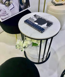 Darrahopens Furniture > Living Room Interior Ave - Cleo Black Two Shelf Stone Side Table