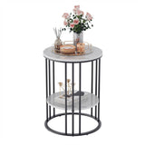 Darrahopens Furniture > Living Room Interior Ave - Cleo Black Two Shelf Stone Side Table