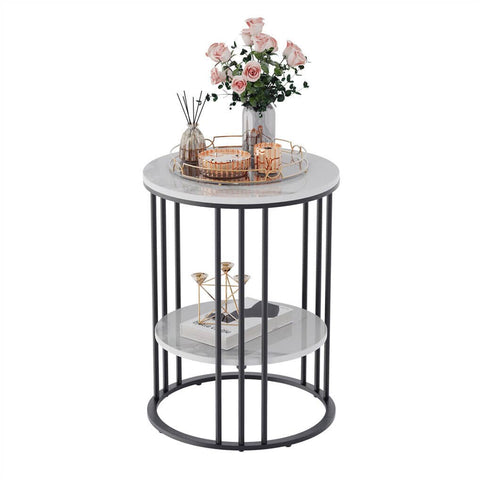 Darrahopens Furniture > Living Room Interior Ave - Cleo Black Two Shelf Stone Side Table