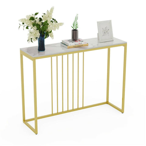 Darrahopens Furniture > Living Room Interior Ave - Stone Marble Console - Marble & Gold