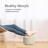 darrahopens Furniture > Living Room La Bella 2 Set Beige Fabric Ottoman Round Wooden Leg Foot Stool