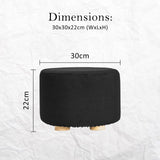 darrahopens Furniture > Living Room La Bella 2 Set Black Fabric Ottoman Round Wooden Leg Foot Stool