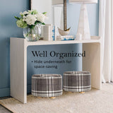 darrahopens Furniture > Living Room La Bella 2 Set Lattice Fabric Ottoman Round Wooden Leg Foot Stool