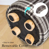 darrahopens Furniture > Living Room La Bella 2 Set Lattice Fabric Ottoman Round Wooden Leg Foot Stool