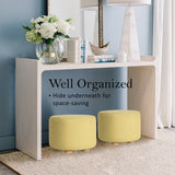 darrahopens Furniture > Living Room La Bella 2 Set Mustard Yellow Fabric Ottoman Round Wooden Leg Foot Stool