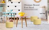 darrahopens Furniture > Living Room La Bella 2 Set Mustard Yellow Fabric Ottoman Round Wooden Leg Foot Stool