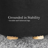 darrahopens Furniture > Living Room La Bella Black Fabric Ottoman Round Wooden Leg Foot Stool