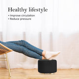 darrahopens Furniture > Living Room La Bella Black Fabric Ottoman Round Wooden Leg Foot Stool