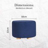 darrahopens Furniture > Living Room La Bella Dark Blue Fabric Ottoman Round Wooden Leg Foot Stool