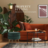darrahopens Furniture > Living Room La Bella Green Round Ottoman Foot Stool Velvet Fabric Metal Leg