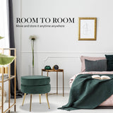 darrahopens Furniture > Living Room La Bella Green Round Ottoman Foot Stool Velvet Fabric Metal Leg
