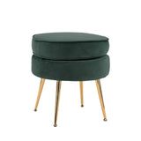 darrahopens Furniture > Living Room La Bella Green Round Ottoman Foot Stool Velvet Fabric Metal Leg