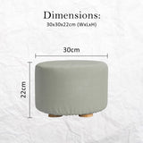 darrahopens Furniture > Living Room La Bella Grey Fabric Ottoman Round Wooden Leg Foot Stool