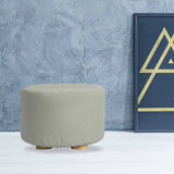 darrahopens Furniture > Living Room La Bella Grey Fabric Ottoman Round Wooden Leg Foot Stool