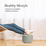 darrahopens Furniture > Living Room La Bella Grey Fabric Ottoman Round Wooden Leg Foot Stool