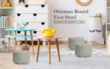 darrahopens Furniture > Living Room La Bella Grey Fabric Ottoman Round Wooden Leg Foot Stool