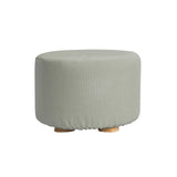darrahopens Furniture > Living Room La Bella Grey Fabric Ottoman Round Wooden Leg Foot Stool