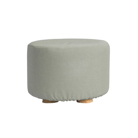darrahopens Furniture > Living Room La Bella Grey Fabric Ottoman Round Wooden Leg Foot Stool