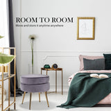 darrahopens Furniture > Living Room La Bella Grey Round Ottoman Foot Stool Velvet Fabric Metal Leg