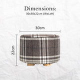 darrahopens Furniture > Living Room La Bella Lattice Fabric Ottoman Round Wooden Leg Foot Stool