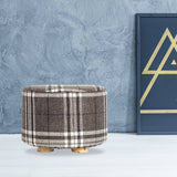 darrahopens Furniture > Living Room La Bella Lattice Fabric Ottoman Round Wooden Leg Foot Stool