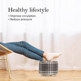 darrahopens Furniture > Living Room La Bella Lattice Fabric Ottoman Round Wooden Leg Foot Stool