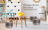 darrahopens Furniture > Living Room La Bella Lattice Fabric Ottoman Round Wooden Leg Foot Stool