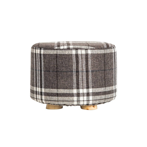 darrahopens Furniture > Living Room La Bella Lattice Fabric Ottoman Round Wooden Leg Foot Stool