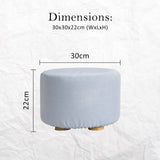 darrahopens Furniture > Living Room La Bella Light Blue Fabric Ottoman Round Wooden Leg Foot Stool